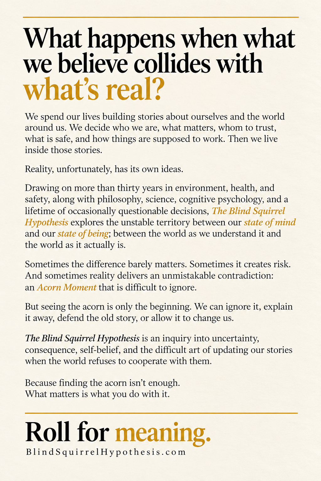Back cover of The Blind Squirrel Hypothesis